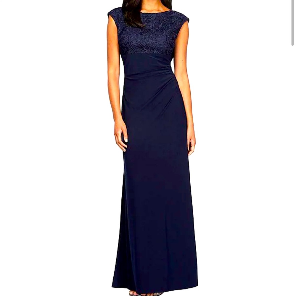 Alex Evenings dress, long lace boat neck.